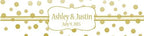 100 Gold Confetti White Background Wedding Water Bottle Labels Engagement Party 8"x2" by DesignThatSign