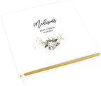 Andaz Press Personalized Baby Shower Guestbook with Gold Accents, Tropical Hibiscus Florals Custom, White Guest Sign in Registry 120 Pages 8.5 X 8.5 Memories Book for DIY, Scrapbook, Photo Album by AndazPress