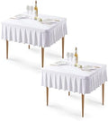 Wish Care 2 Pack White Spandex Tablecloths for 34x34 Inch Square Tables, Stretch Fitted Table Clothes with Pleated Ruffle Skirt for 34” Table, Wrinkle Free and Elastic, for Party Kitchen Home Dining by WishCare