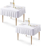 Wish Care 2 Pack White Spandex Tablecloths for 34x34 Inch Square Tables, Stretch Fitted Table Clothes with Pleated Ruffle Skirt for 34” Table, Wrinkle Free and Elastic, for Party Kitchen Home Dining by WishCare