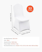 VEVOR Chair Covers, Polyester Spandex Chair Cover, Stretch Slipcovers for Wedding Party Dining Banquet Flat-Front Chair Covers (White-a, 53PCS) - Image 7