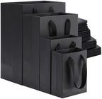 PerKoop 40 Pack Kraft Gift Bags with Handles 4 Sizes,Vertical,Black by PerKoop