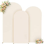 Beige Arch Backdrop Cover 7.2ft 6.6ft 6ft Arch Cover Set of 3 Arch Covers Stretchy Backdrop for Wedding Party Baby Shower Birthday Photography Spandex Arch Stand Covers Backdrop Curtains Decor - Image 5