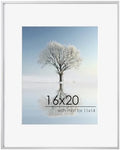 FLYJOE 16x20 Metal Picture Frame For Wall With Mat For 11x14, 16''x20'' Aluminum Photo Frames With Tempered Glass, Minimalist Modern Poster Frame Horizontally Vertically Set of 3, Silver by FLYJOE
