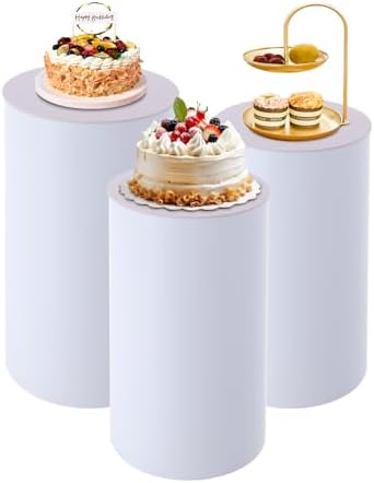 3Pcs Cylinder Stands for Party, Round Acrylic Pedestal Display Columns with Nesting Design - Sturdy Tiered Cake & Dessert Table Decor for Wedding, Baby Shower, Birthday Party, Elegant Centerpiece Pillar Stands by Unknown