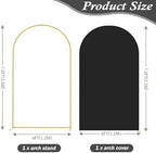 Arttown 7.2FT Gold Metal Arch Backdrop Stand and Black Arch Cover Set - Image 2