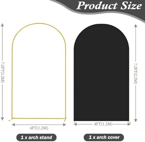 Arttown 7.2FT Gold Metal Arch Backdrop Stand and Black Arch Cover Set - Image 2