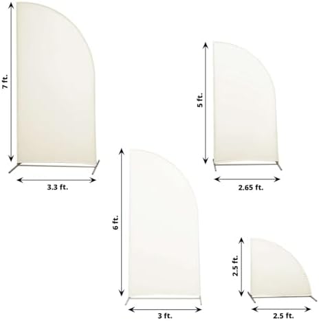Efavormart Set of 4 Ivory Spandex Half Moon Arch Covers, Custom Fit Chiara Backdrop Slipcovers 2.5ft-7ft for Classic Tiered Wedding Altars and Formal Staging - Image 3