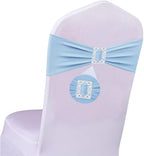 Spandex Baby Blue Chair Sashes Bows 50 PCS Stretch Chair Cover Band by Unknown