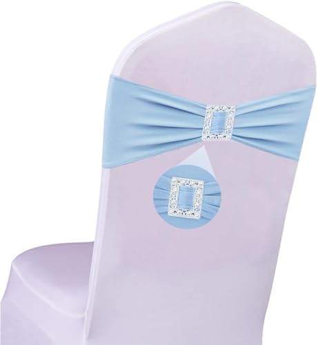 Spandex Baby Blue Chair Sashes Bows 50 PCS Stretch Chair Cover Band by Unknown