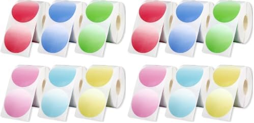 FYSUIMU 3000Pcs Gradient Thermal Label 2 Inch Circle Direct Thermal Sticker 6 Colors Round Adhesive Printer Decal for DIY Name Tag Logo Design, 6 Rolls (Pack of 2) by FYSUIMU