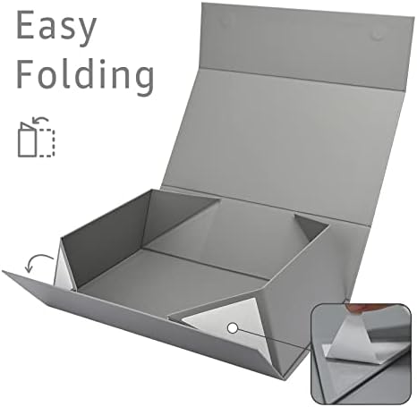 Grey Business Gift Box with Magnetic Lid for Presents, 13.85"x8.35"x4.45" - Image 2