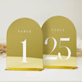 Gold Mirror Arch Table Numbers for Wedding, 25 Pack 5x7" Gold Mirror Arch Acrylic Signs with Stand Acrylic Table Numbers 1-25, Perfect for Wedding Reception by JINMURY