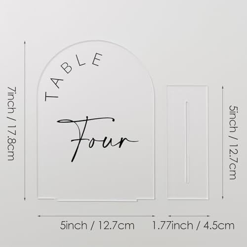 Frosted Arch Wedding Table Numbers 1-10 with Stands, 5x7 Inch Frosted Arch Acrylic Sign with Black Letters, Arched Acrylic Table Numbers for Wedding Reception - Image 3