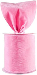 Meseey 4 Inch Wide Pink Velvet Wired Ribbon, 10 Yards Velvet Ribbon with Wire Edge for Christmas Tree, Wreaths, Gift Wrapping, Bows, Crafts, Wedding and Holiday Decorations by MeseeyRibbonBow