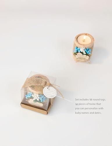 50 Piece Set Wooden Tealight Candle Holders, Baby Shower Party Favors, Party Favors for Guests, Return Gift for Guests,Fiesta Baby Shower Regalos para los invitados,Boy Baby Gender Reveal. (Blue) - Image 5