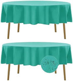 Fokitut 2 Pack Waterproof Round Tablecloth, 90 Inch, Stain Resistant and Wrinkle Polyester Table Cloth, Fabric Table Cover for Kitchen Dining, Wedding, Party, Holiday Dinner-Turquoise by BalsaCircle