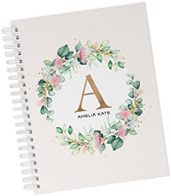 Personalized Baby Journal - Hardcover First Year Album Customized with Baby’s Name & Initial - Prompted Baby Memory Book (Floral Eucalyptus Wreath Initial) by Unknown