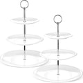 2 Pcs 3 Tier Porcelain Cupcake Stand, Holder Tower, Delicate Round Shape by Tatuo