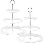 2 Pcs 3 Tier Porcelain Cupcake Stand, Holder Tower, Delicate Round Shape by Tatuo