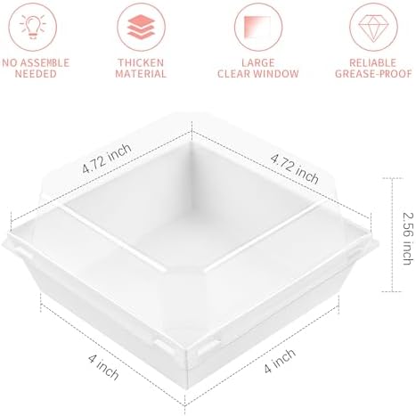 Ocmoiy Small Charcuterie Boxes with Clear Lids, 4 Inches, 100 Pack, White - Image 2