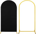 Metal Arch Stand and Cover Set,1 Black Spandex Fitted Backdrop with 1 Gold Wedding Arched Stand Frame for Parties Birthday Baby Shower Bridal Banquet Decoration (6.6FT) by HAISIWLKJ