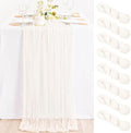 Ivory Cheesecloth Table Runner Farmhouse Fall Table Runner 10ft, 8 Pack by MLMC