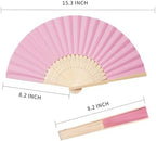 Sepwedd 50pcs Pink Paper Hand Fan Bamboo Folding Fan Handheld Paper Fan - Image 3