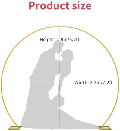 Wedding Arch Round Backdrop Stand Gold Metal Circle Backdrop Stand Circle Balloon Arch Stand Frame for Birthday Party Bridal Shower Anniversary Ceremony Candy Tables Celebration in 1.9X2.2m - Image 2