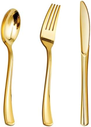 Goodluck 300PCS Gold Plastic Silverware, Gold Utensils Disposable by GoodLuck