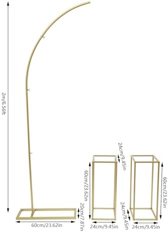 Balloon Arch Kit - Balloon Arch Stand 6.56 Ft & 2 Flower Stand Sets 9.45"x9.45"x23.62",Half Arch Balloon Stand with Base for Floor,Ideal for Weddings, Baby Showers, and Birthday Parties (Gold) - Image 3