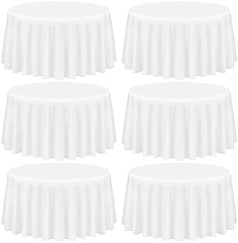 Showgeous 120 Inch White Round Tablecloths, Polyester Table Covers by Showgeous