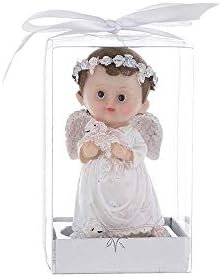 Keepsake Figurine 12 pcs Baby Boy White Angel Holding Baby Lamb | Awesome Decorations or Party Favors | for Baptism, First Communion, Religious and Special Celebrations by MEGA+FAVORS