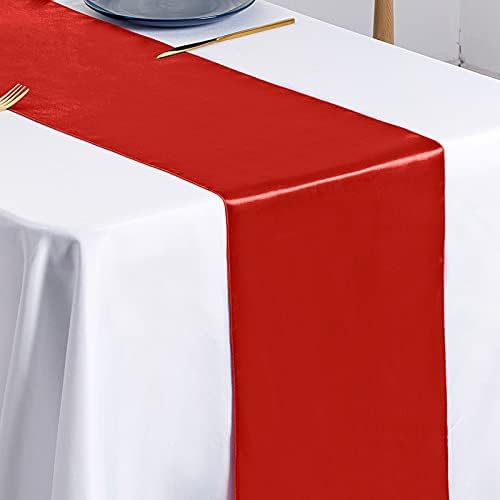 SiinvdaBZX 24 Pcs Red Satin Table Runner 12 x 108 inches Long - Image 5