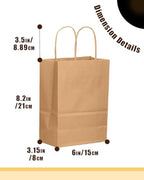 qiqee 200-Packs Brown Paper Gift Bags with Handles Bulk 8.3"x6"x3.15" Small Size Paper Bags Multiple Uses - Image 4