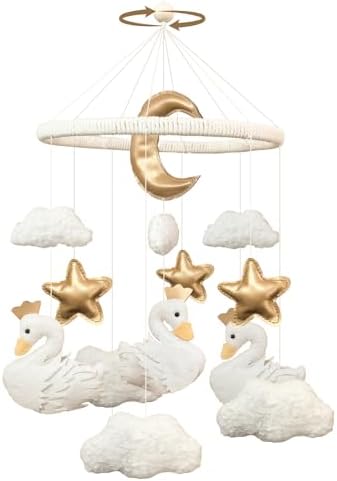 Swan Baby Crib Mobile Boho Nursery Decor for Boys and Girls by Teeloray