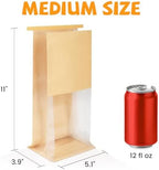 100 Pcs Bakery Bags with Window, 5.1"x3.9"x11" Cookie Packaging with Seal - Image 2