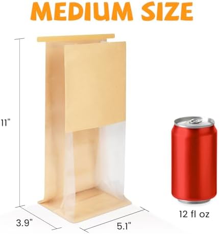 100 Pcs Bakery Bags with Window, 5.1"x3.9"x11" Cookie Packaging with Seal - Image 2