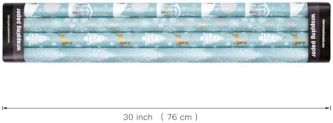 WRAPAHOLIC 30 Inch Christmas Wrapping Paper Roll - Jumbo Roll Blue and Silver Reindeer, Christmas Tree, Snowflake Holiday Design Printed on Pearlized Paper - 4 Rolls - 30 Inch x 120 Inch Per Roll - Image 2