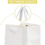 AZOWA White Square Gift Bags with Tissue - 12 Inch Paper Bags with Handles for Birthday Party Favor Christmas Wedding Gift Box Flowers Decoration (10 PCS, 12x12x12 in) - Image 3