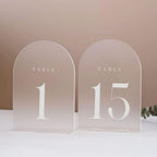 Frosted Arch Table Numbers for Wedding, 15 Pack 5"x7" Frosted Arch Acrylic Signs with Holder Acrylic Table Numbers 1-15, Perfect for Wedding Centerpiece Decoration by JINMURY