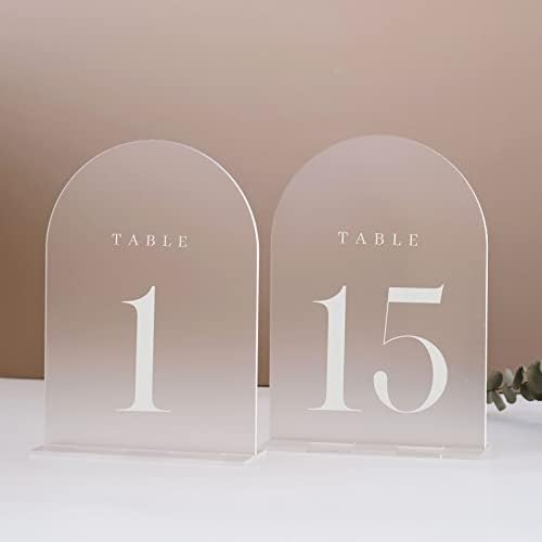 Frosted Arch Table Numbers for Wedding, 15 Pack 5"x7" Frosted Arch Acrylic Signs with Holder Acrylic Table Numbers 1-15, Perfect for Wedding Centerpiece Decoration by JINMURY