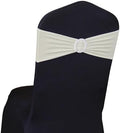 50 Pack Spandex Ivory Chair Sashes Bows with Slider Buckles for Wedding Party Feast Banquet Restaurant Event Bridal Baby Shower Decoration by SINSSOWL
