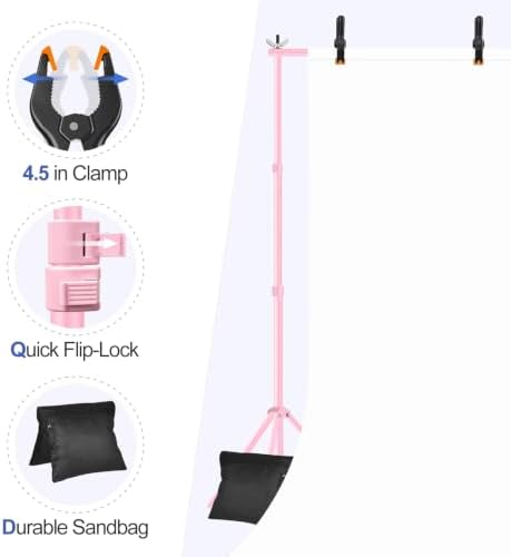 EMART Backdrop Stand 10x7FT Adjustable Back Drop Stand for Party -Pink - Image 4
