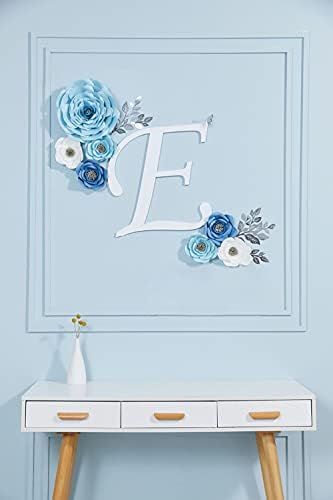 3D Blue Roses Artificial Flowers, Large Paper Flowers Decorations for Wall with Butterfly Stickers, Fake Flower Wall Decor for Baby Boy Nursery Room, Wedding Centerpiece, Party Backdrop - Image 5