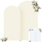 White and Beige Arch Backdrop Cover 7.2FT 6FT Wedding Arch Covers Set of 2 Arches Covers Stretchy Backdrop Spandex Fitted Double-Color Fabric Backdrops for Party Baby Shower Birthday Decoration by Tao-GePartyDecorations