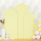 Set of 3 Wedding Arch Backdrop Cover 7.2ft, 6.6ft, 6ft Yellow Arch Cover Chiara Backdrop Covers for Arch Stand Spandex Arch Covers for Happy Birthday Party Bridal Shower Graduation Arch Decor by PATYDEST