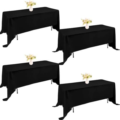 4 Pack Rectangle Tablecloth for 6 Foot Tables Washable Polyester Table Cover for Wedding Dining Table Parties Banquet（70x120 Black） by JALANCY