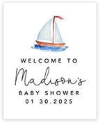 Andaz Press Personalized Large Canvas Baby Shower Welcome Sign, 16 x 20 Inches, Watercolor Sail Boat, Guestbook Alternative, Custom Baby Shower Sign, for Nautical Baby Shower, Baby Sprinkle Theme by AndazPress