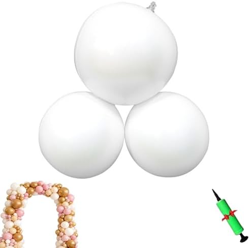 Reusable Inflatable Balloon Garland Arch Kit, 3/7 PCS Linked Pvc Balloons with Elastic Bands & Leak-proof Nozzle, Party Decoration for Birthdays, Weddings & Celebration (7, White) by Unknown